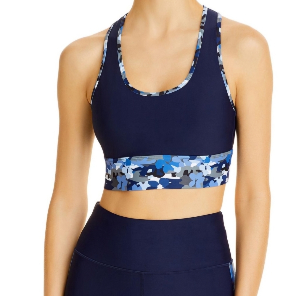 Aqua Blue Camouflage Sports Bra, SIZE XSMALL